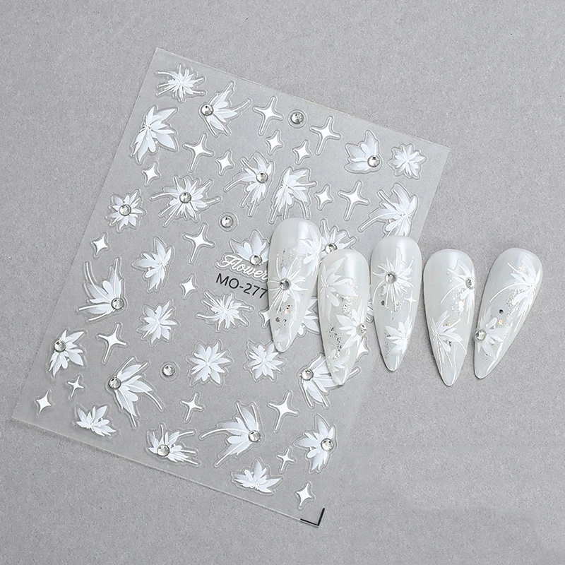 3d auto-adesivos para nail art, etiqueta decoração, cristal diamante alívio, flores pintadas à mão, manicure decalque