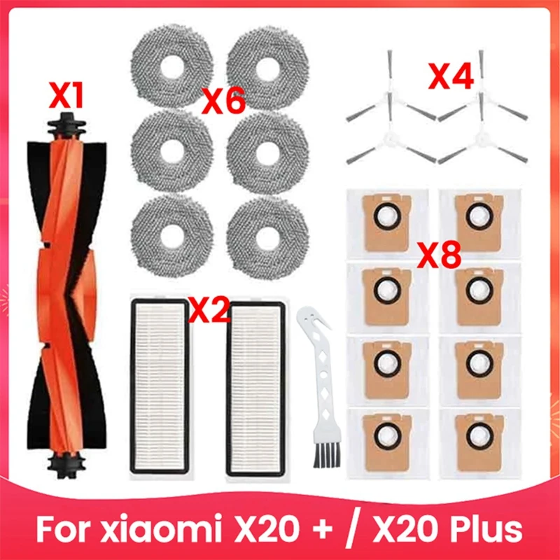 

A26T-мешок для пыли, ткань для швабры, основная боковая щетка, фильтр Hepa для робота-пылесоса Xiaomi X20 + / X20 Plus, аксессуары для пылесоса робота