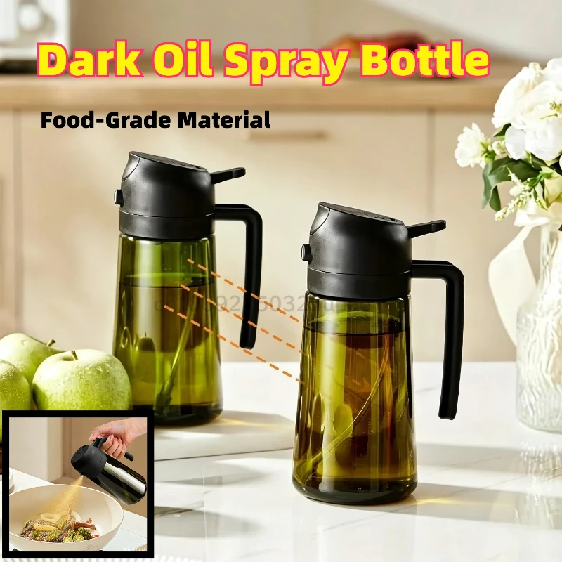 Plastic 2-in-1 Oil Dispenser & Sprayer 500ML Leakproof Olive Oil Sprayer Bottle for Cooking Spray Airfryer BBQ Camping