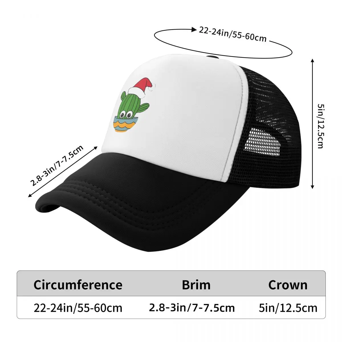 Christmas Cactus - Cactus With A Santa Hat In A Bowl Cap Mesh Baseball Caps Adjustable Hat Hip Hop Summer Unisex Baseball Hats