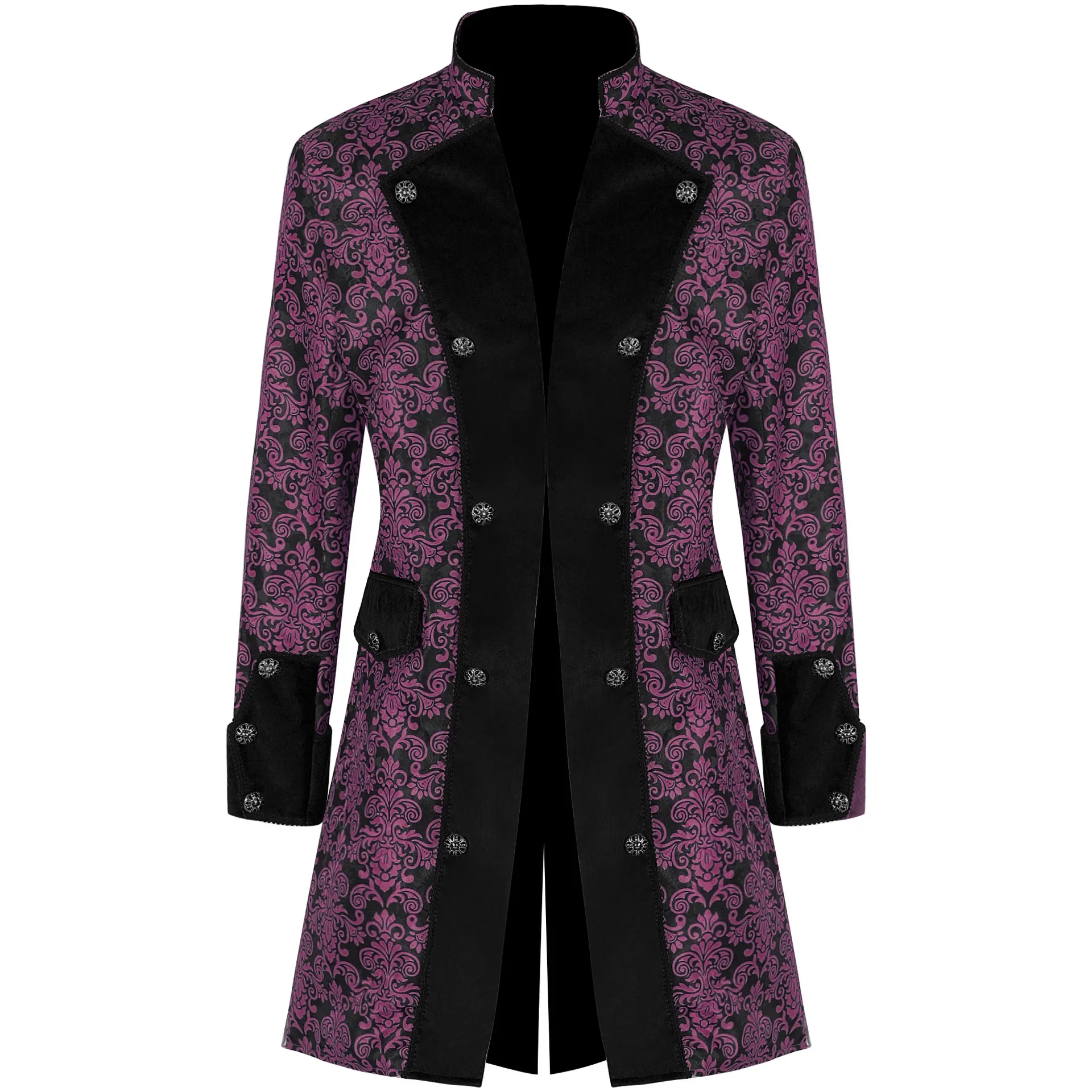 Men's New Medieval Coats Floral Printed Fashionable Steampunk Uniforms Stand Up Collars Stage Performance Costumes Multi Colors