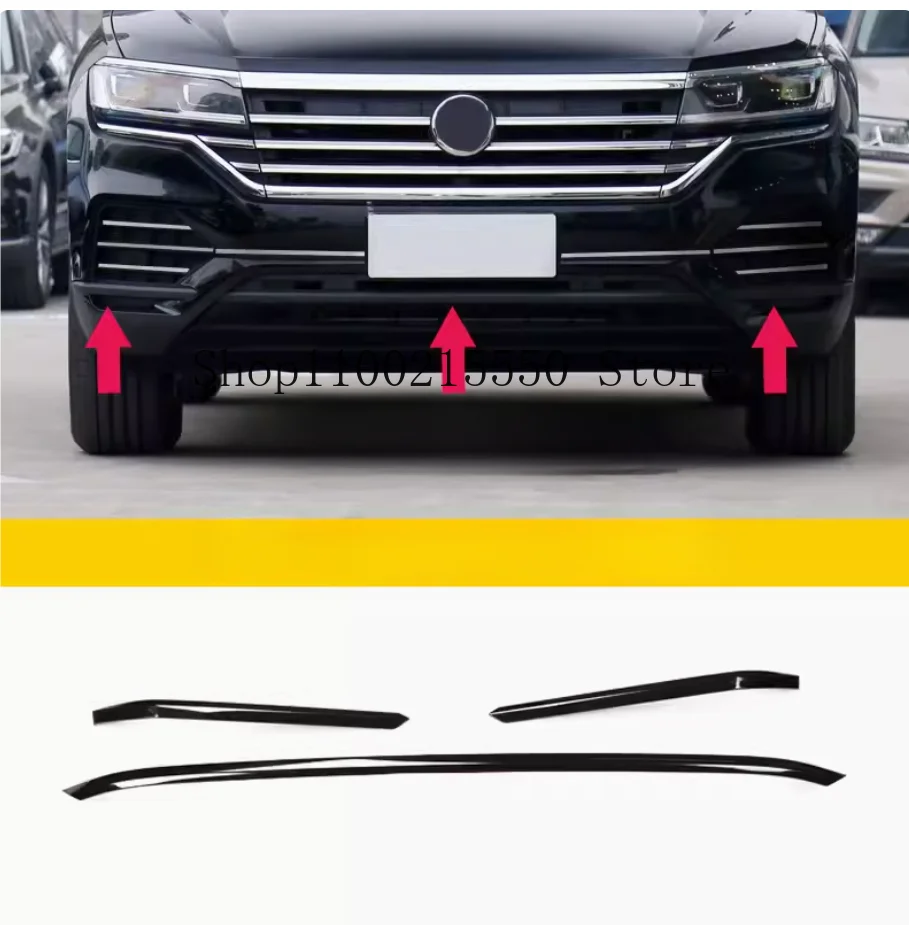 Car cover Bumper engine ABS Chrome trim Front bottom Grid Grill Grille hoods edge 1pcs For VW Touareg 2019 2023