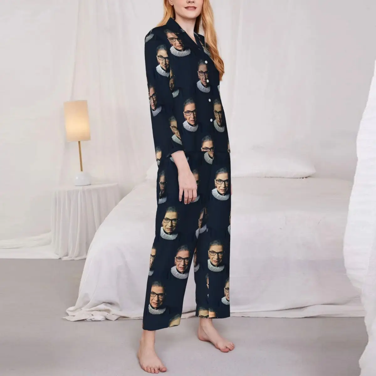 Womens Rights Pajamas Female Ruth Bader Ginsburg Kawaii Home Sleepwear Autumn 2 Piece Casual Oversize Custom Pajama Sets