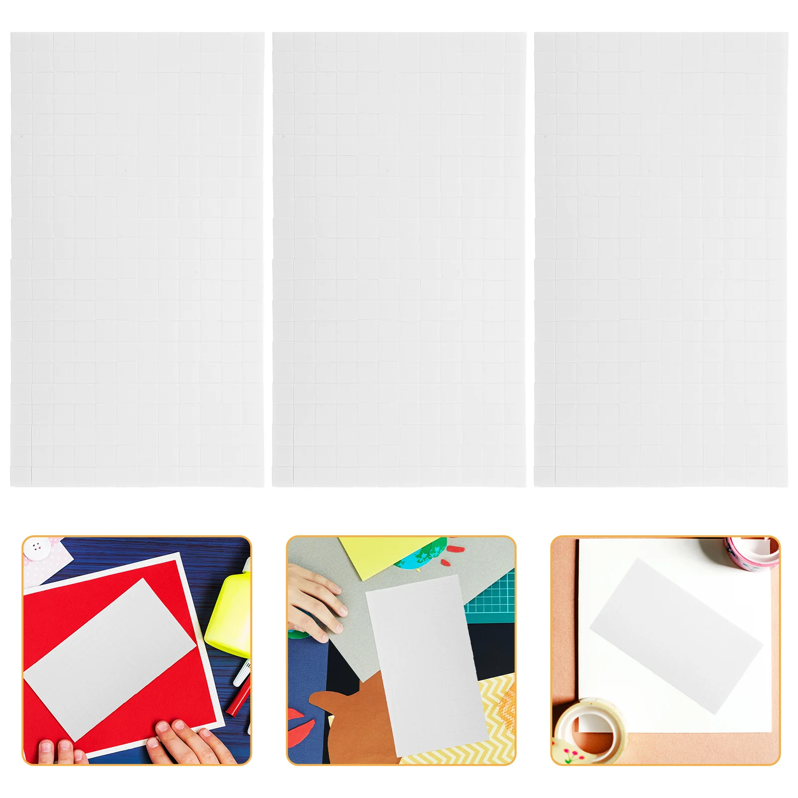 5 Sheets Card Foam Double Sided Tape Office Colorful White Out Adhesive Dots Squares for Crafts