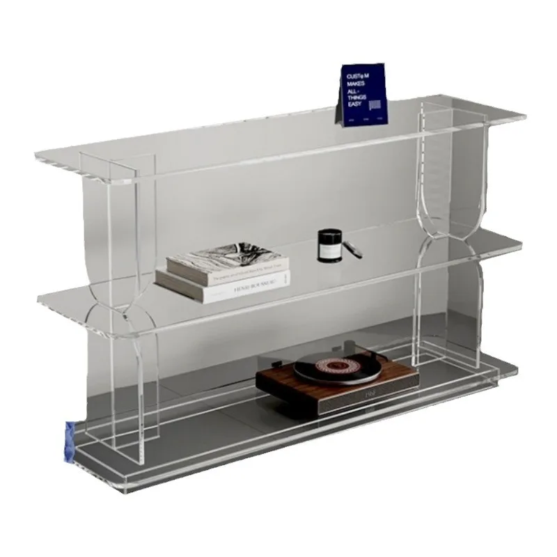 

Simple and transparent shelves, small storage display in the living room, multi-layer bookcases, floor-to-ceiling