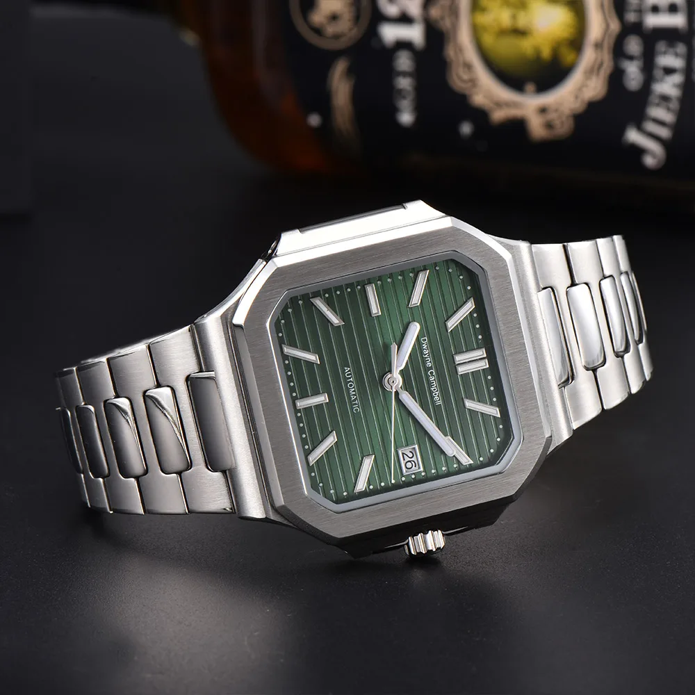 Watches For Man Dwayne Campbell Automatic Watch Sapphire Glass Tainless Steel Square Case Luminous Waterproof Wristwatch