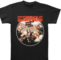 Top Tee 100% Cotton Humor Men Crewneck Tee Shirts Scorpions Men'S World Wide Live T-Shirt Black