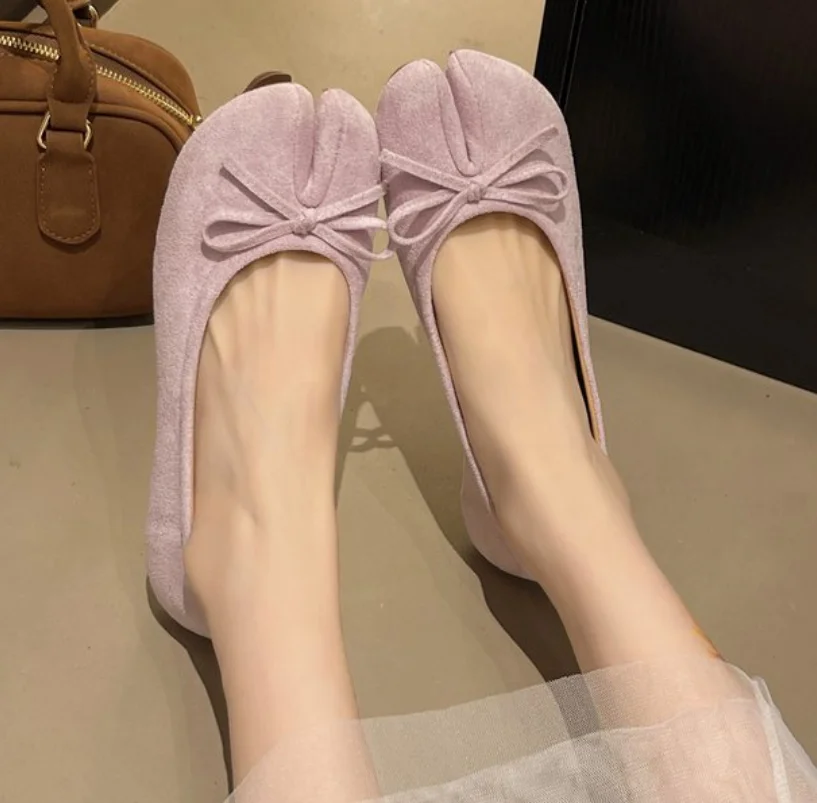 2025 Japanese Style Tabi Ninja Shoes Women Retro Suede Flats Split Hoof Toe Boat Shoes Femme Mary Jeans Mocasines Ballerina Shoe image 5