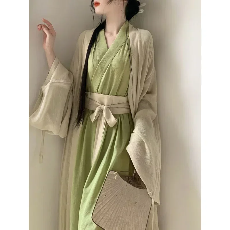 Spring Original Green Princess Cospaly Costumes WeiJin Dynasties Hanfu Dress Big Sleeve Robe Chinese Traditional Dress for Women