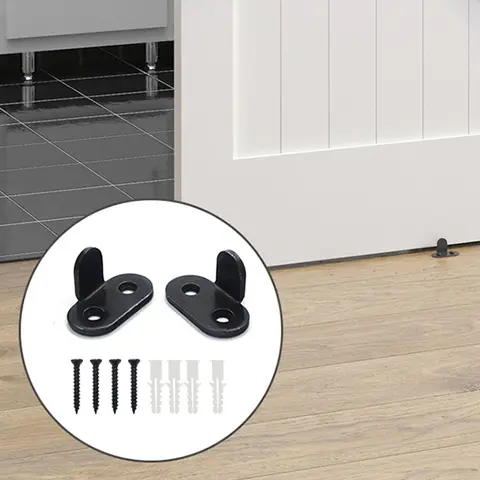 슬라이딩 헛간 문짝 바닥 가이드, 나사 앵커 포함, 헤비 듀티 탄소강 조절식 클립, 하단 트랙 가이드, 4*2.7cm, 1kit, 2 개