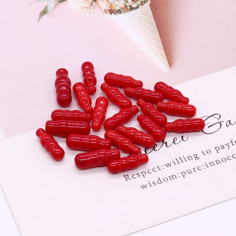 2pcs Red Coral Stone Beads for Jewelry Making DIY Earring Necklace Natural Sea Bamboo Coral Gem Gourd-shaped Jewelry Accessories