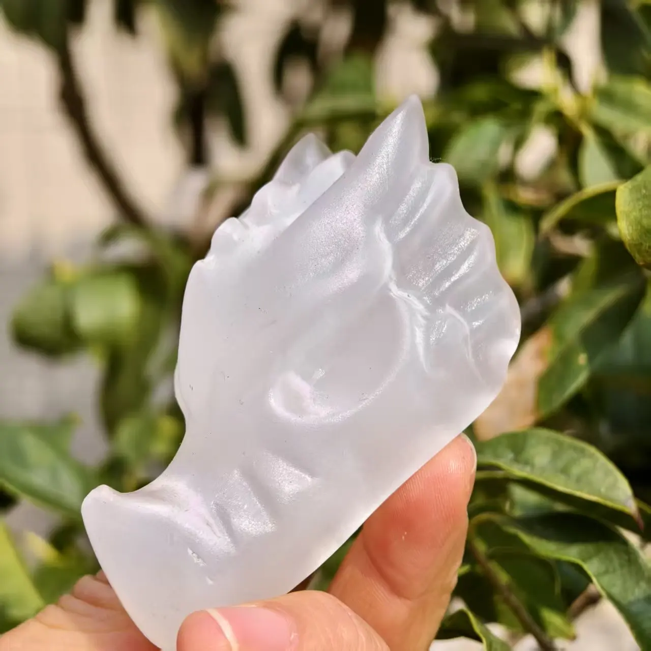 Natural Selenite Crystal Quartz Carved Dragon Head, Promoting Spiritual Healing, Suitable For Home Decoration, Purifying And Dem