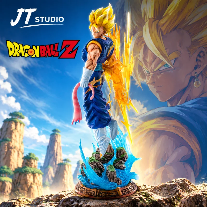 JT 40cm Dragon Ball Cloud Rising Vegetto Height 3 Head Sculpts Replaceable Hands Anime Figure Desktop Decoration Collectible Toy