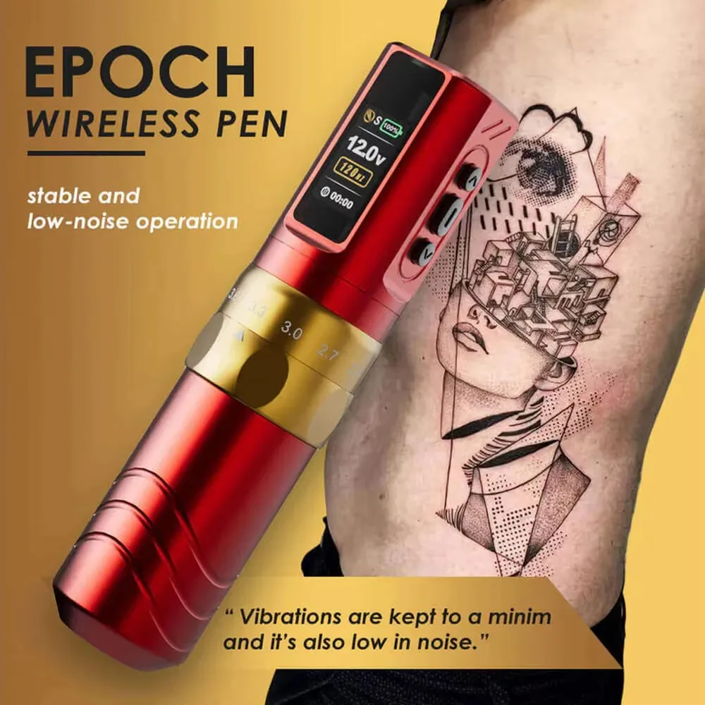 JCONLY EPOCH ماكينة قلم الوشم اللاسلكية 7 أشواط قابلة للتعديل وقابلة لإعادة الشحن وبطارية عالية السعة لفنانين الوشم على هيئة الفن