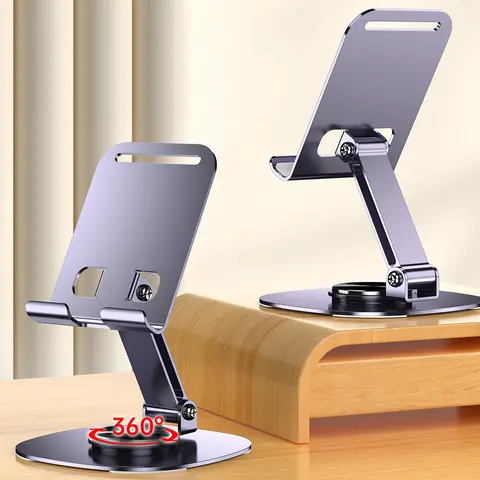 회전식 전화 홀더 iPhone iPad 용 휴대용 데스크탑 스탠드 미끄럼 방지 휴대 전화 브래킷 범용 접이식 지원 기본 금속
