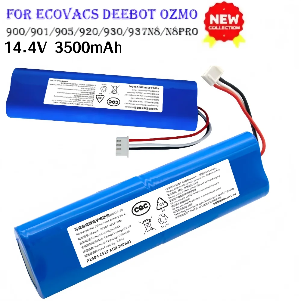 

for Deebot Ozmo Battery 14.4V 3500mAh Replacement for 900/901/905/920/930/937 S01-LI-148-2600 S099-LI-148-3200.