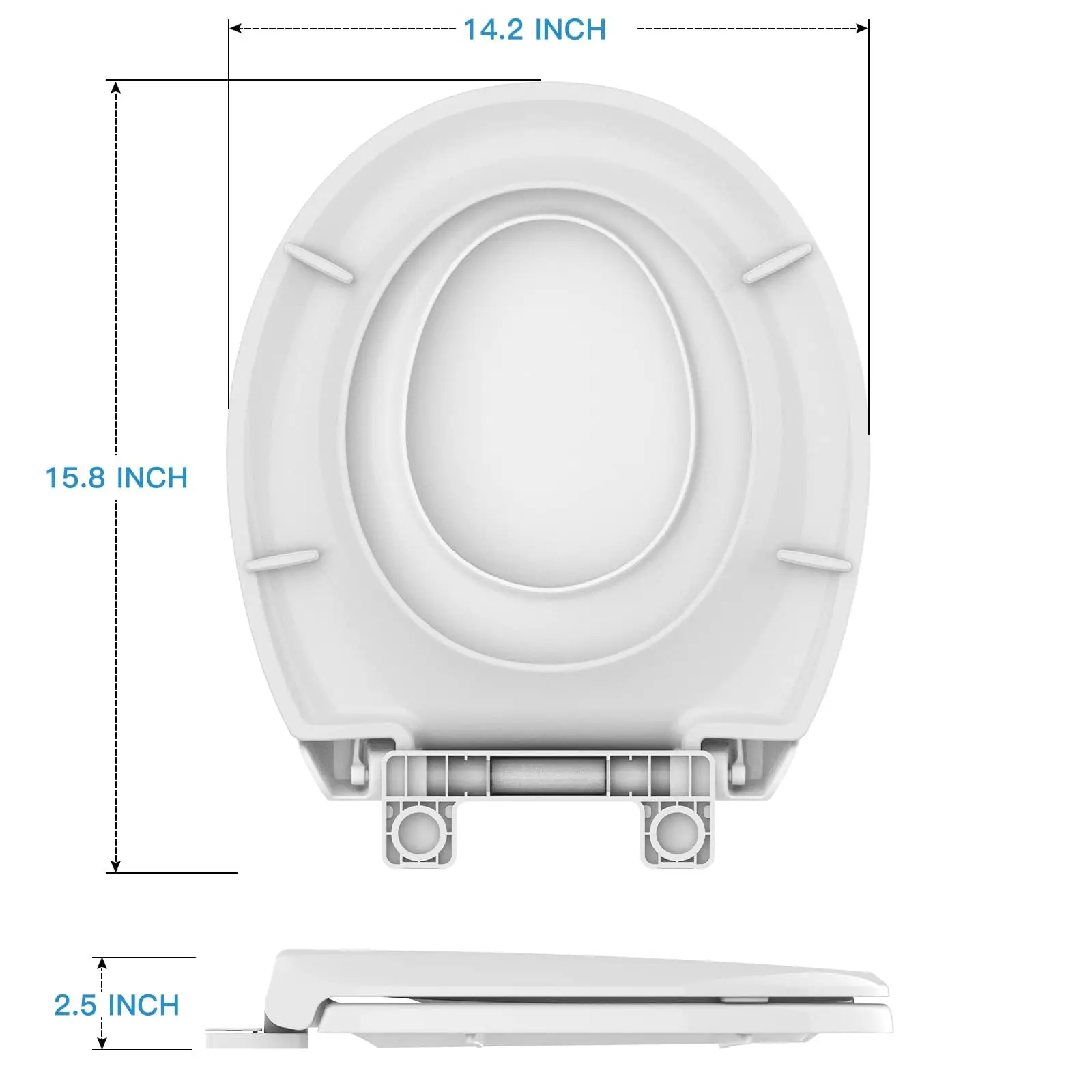White Round Toilet Seat with Built-in Magnetic Potty Training Seat, Soft Quiet Close Non-Slip Cover for Round Oval Toilets, Easy Install Clean for Adult Kids