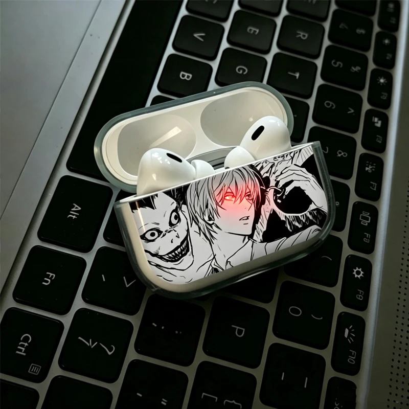 Cartoon Death Note Earphone Case for Apple Airpods 4 1 2 3 Pro Yagami Light Lawliet Ryuk Protective Cases Anime AirPods Case