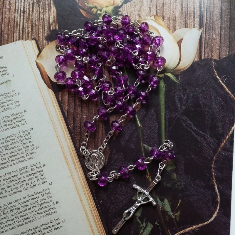 Bead Rosary Necklace Holy Church Home Bedroom Decoration