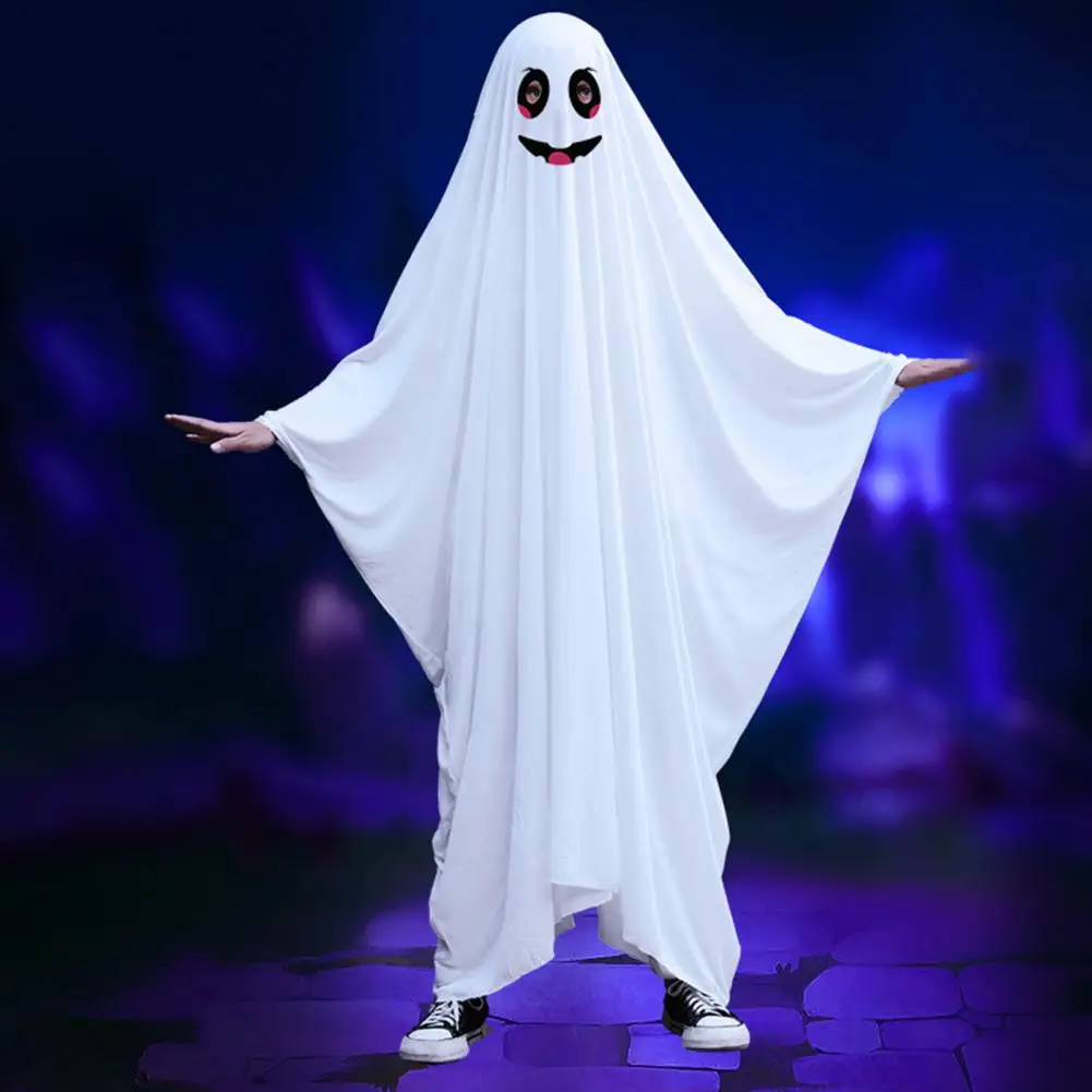 Spooky Creature Parties Spooky Halloween Ghost Cloak Costume for Kids White Boo Ghost Cape for Boys Girls