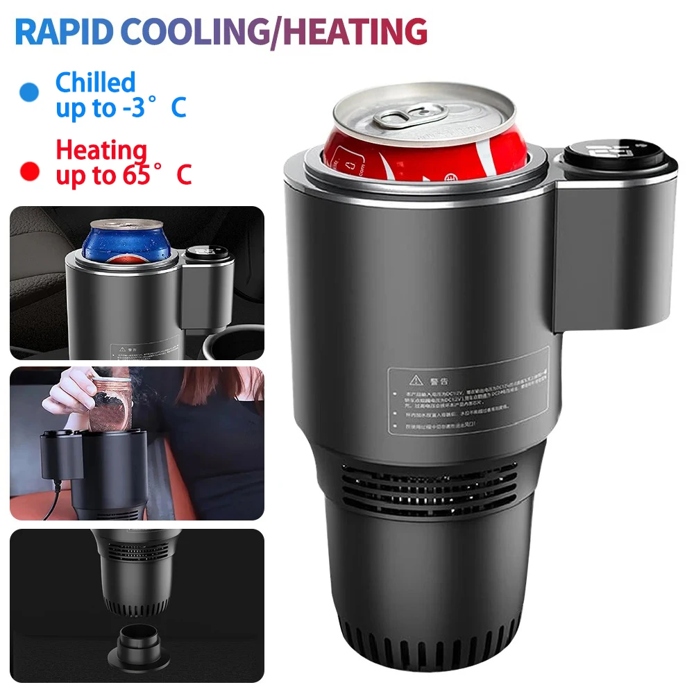 

2 In 1 Car Cup Mug Holder DC 12V Warmer Smart Car Cup Car Heating Cooling Cup Touch Screen Office Cup Mug Holder for Home Travel