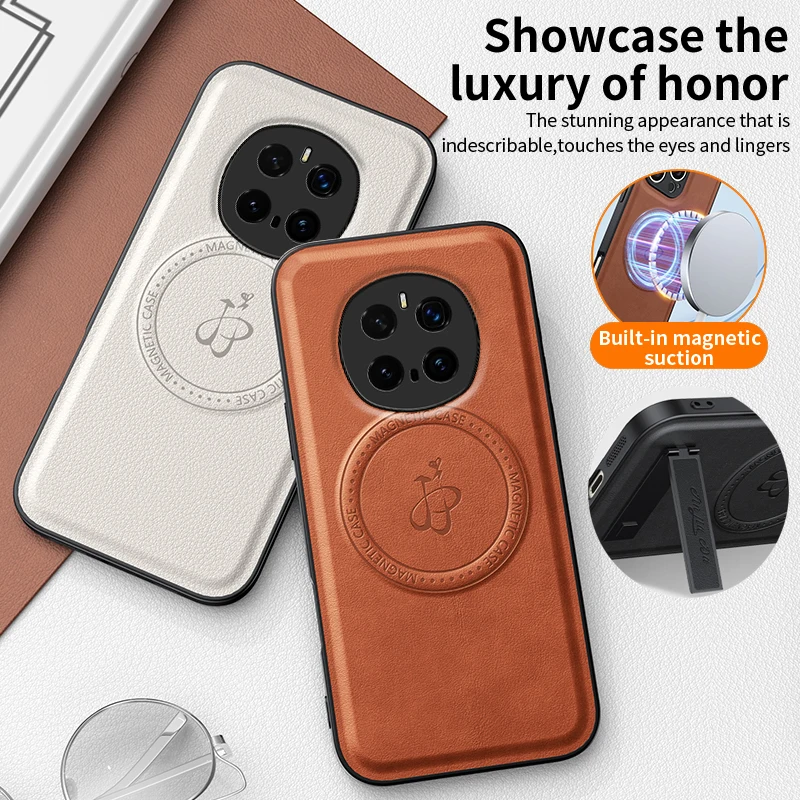 

Wireless Charging Magnetic Phone Case For Honor Magic 6 5 Lite 7 Pro Protective Holder Cover Silicone Leather Back Shell Cases