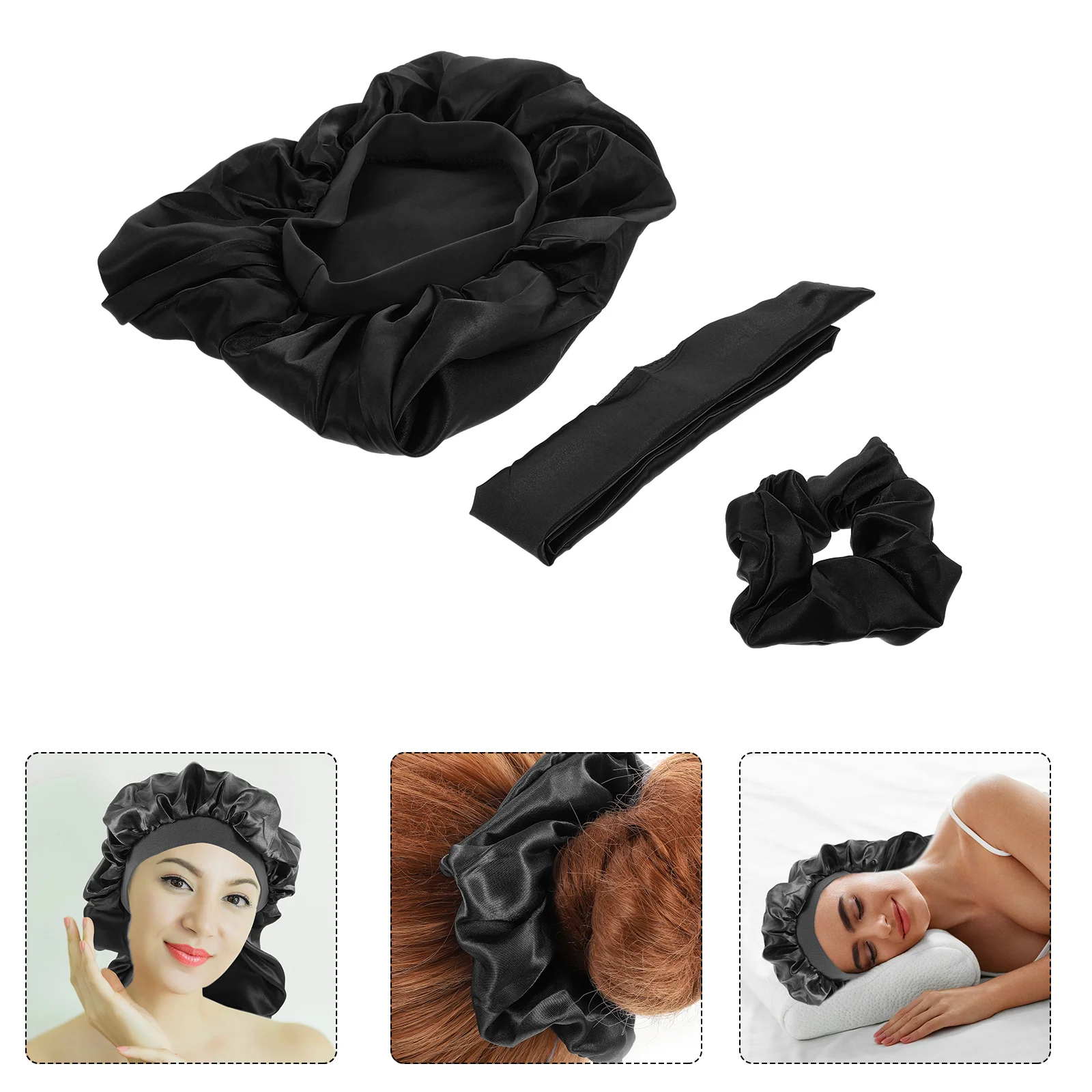 

3 Pcs Hair Ribbon Long Set Useful Band Fashionable Rope Convenient Headband Anti-hair Loss Comfortable Hat Black Miss