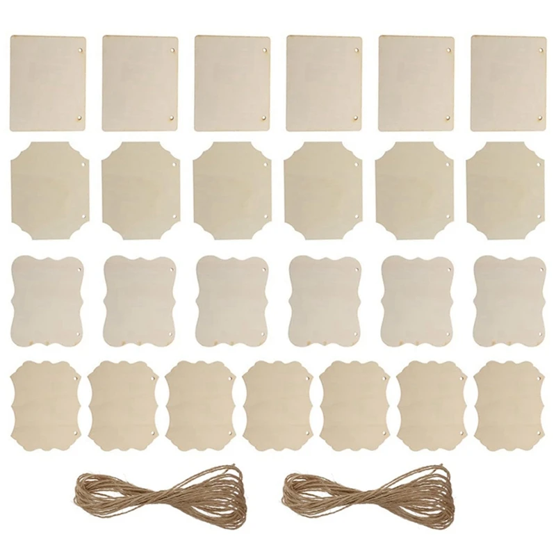 24Pcs Blank Wood Chips Ornament Front Door Sign Blank Signs For Listing Blank Wood Slices Wood