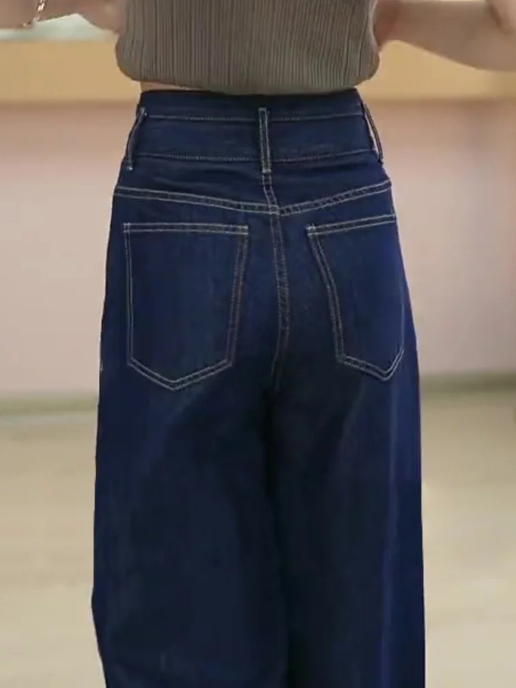 Jean Slim en Denim à jambes larges, taille haute, pantalon Tube droit, polyvalent, amincissant, pour femmes, nouvelle collection automne 2024