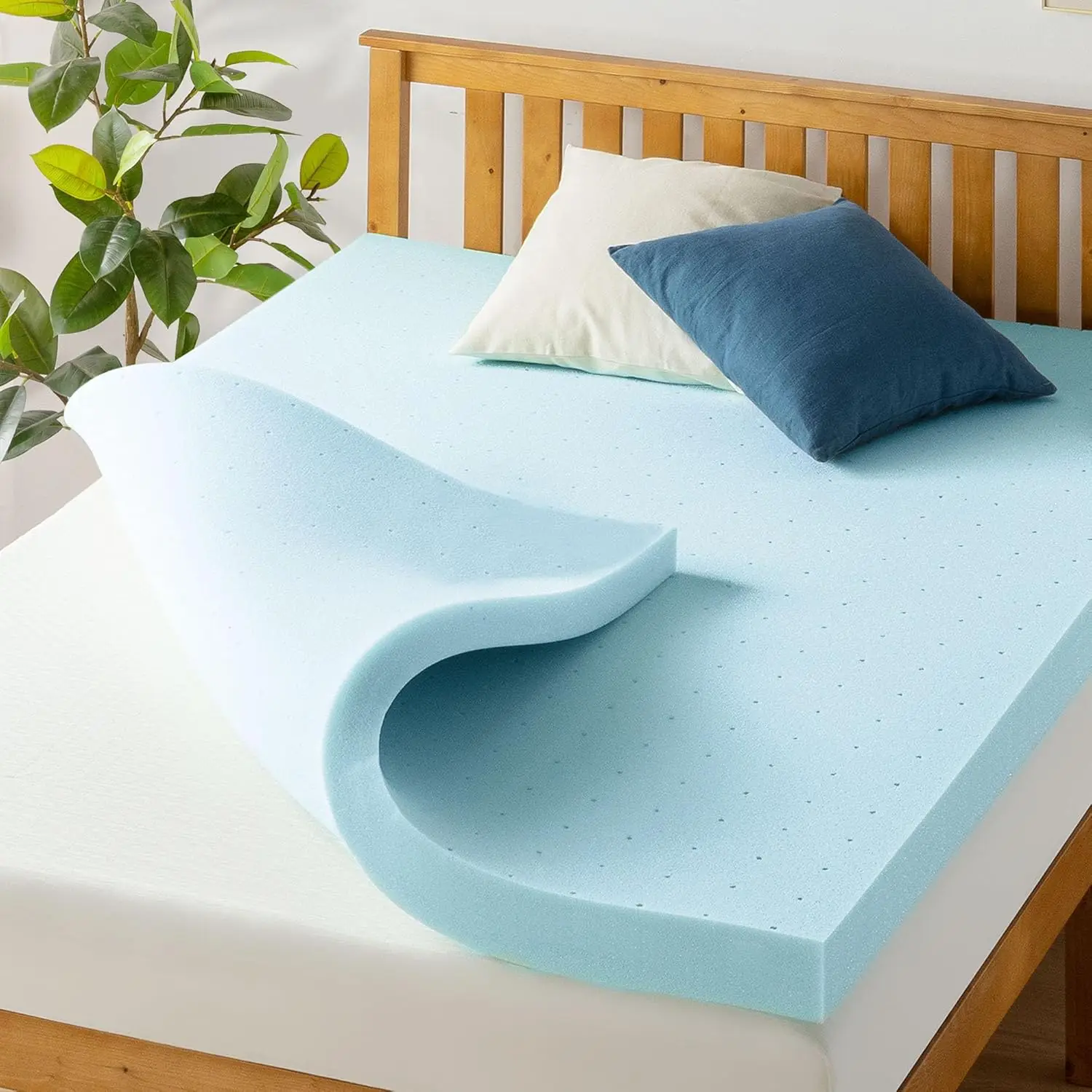 

Best Price Mattress 4 Inch Ventilated Memory Foam Mattress Topper, Cooling Gel Infusion, CertiPUR-US Certified, Queen
