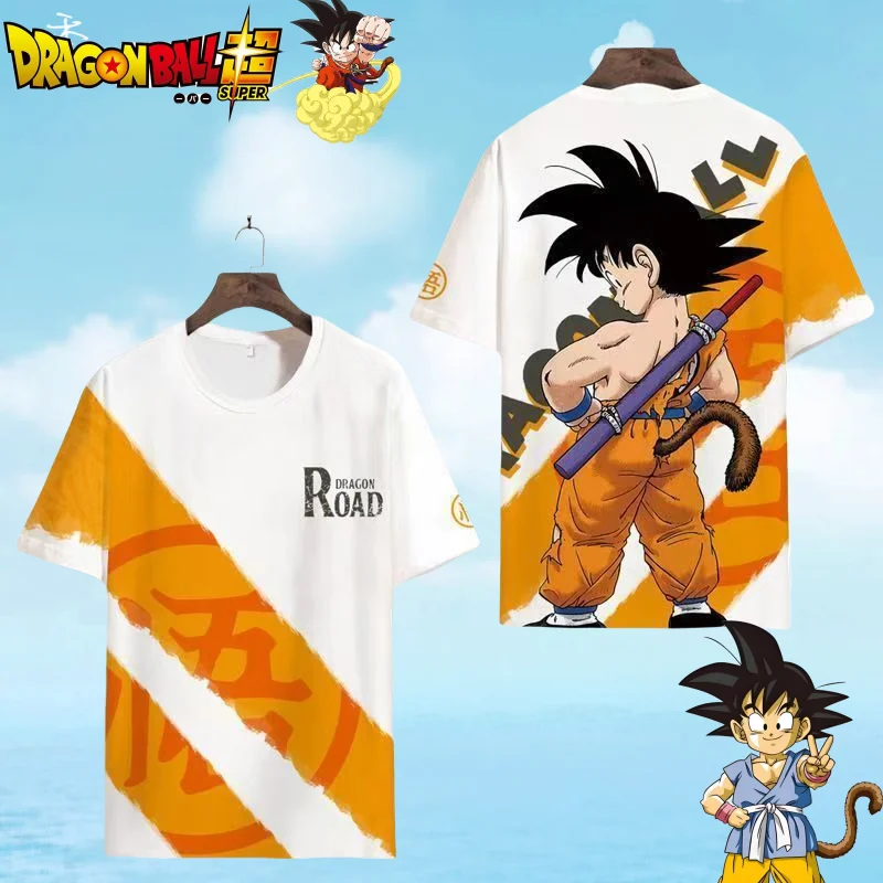 

Cartoon Dragon Ball Son Goku Men's Summer New Personality Print Anime Pattern Comfortable Quick Dry Short Sleeve T-Shirt Top
