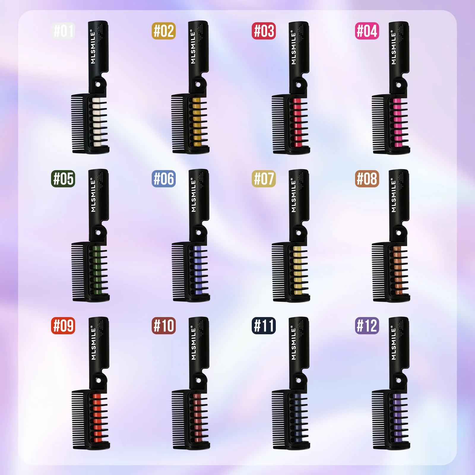 12 Colors Hair Chalk Temporary Coloring Kit, Vibrant Washable Hair Dye Combs for Adults, Party Festival Hair Styling Set