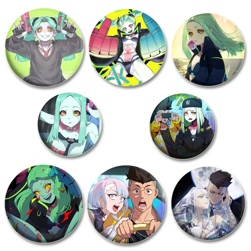 Rebecca/Lucyna Kushinada/David Martinez Cartoon Brooches Extralegal Mercenaries Anime Badge for Backpack Cothes Collection Gift
