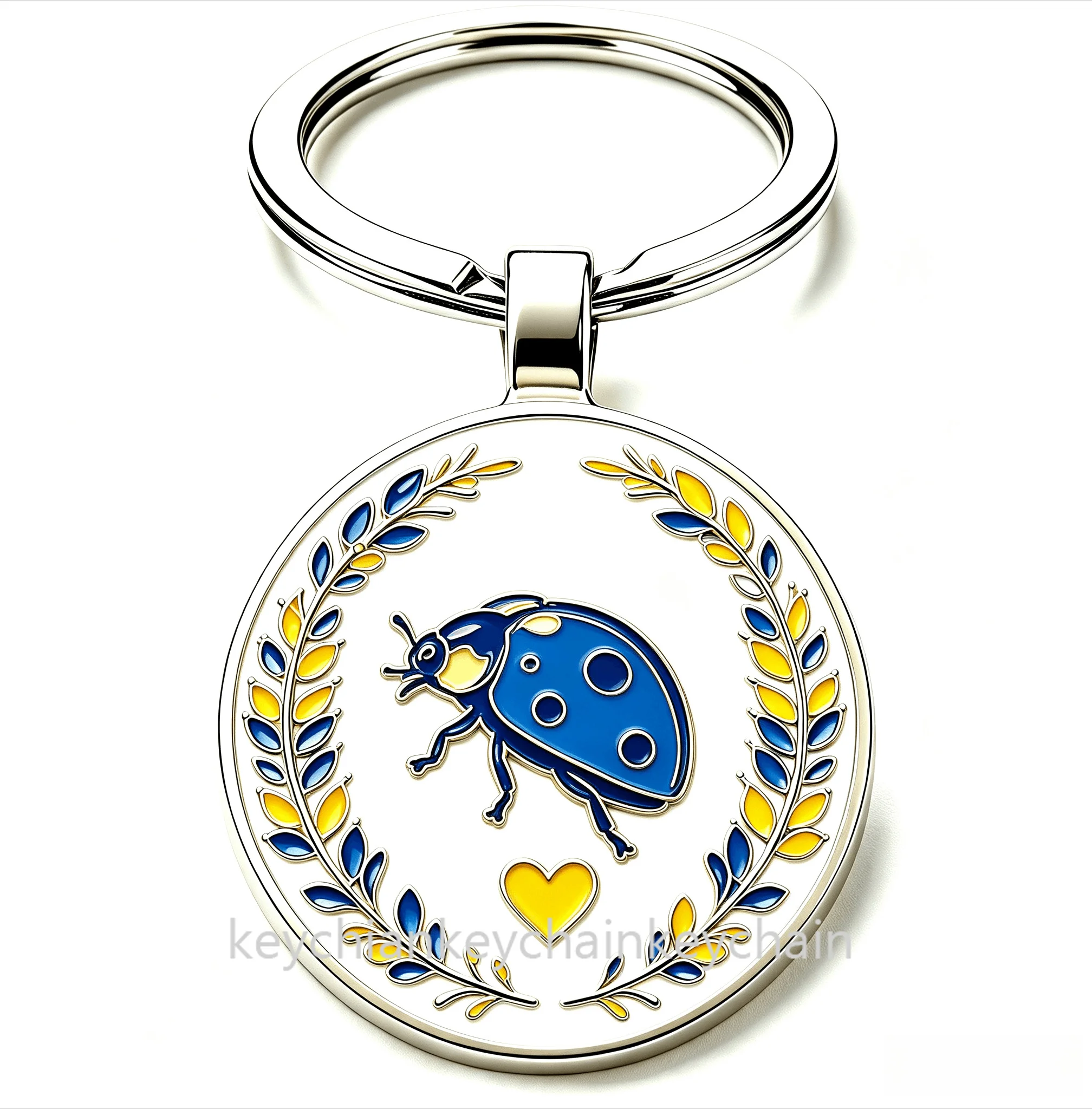 Ukraine Blue Yellow Insect ladybug Keychain Pendant Key Ring Bag Car Key Chain Souvenir Gift