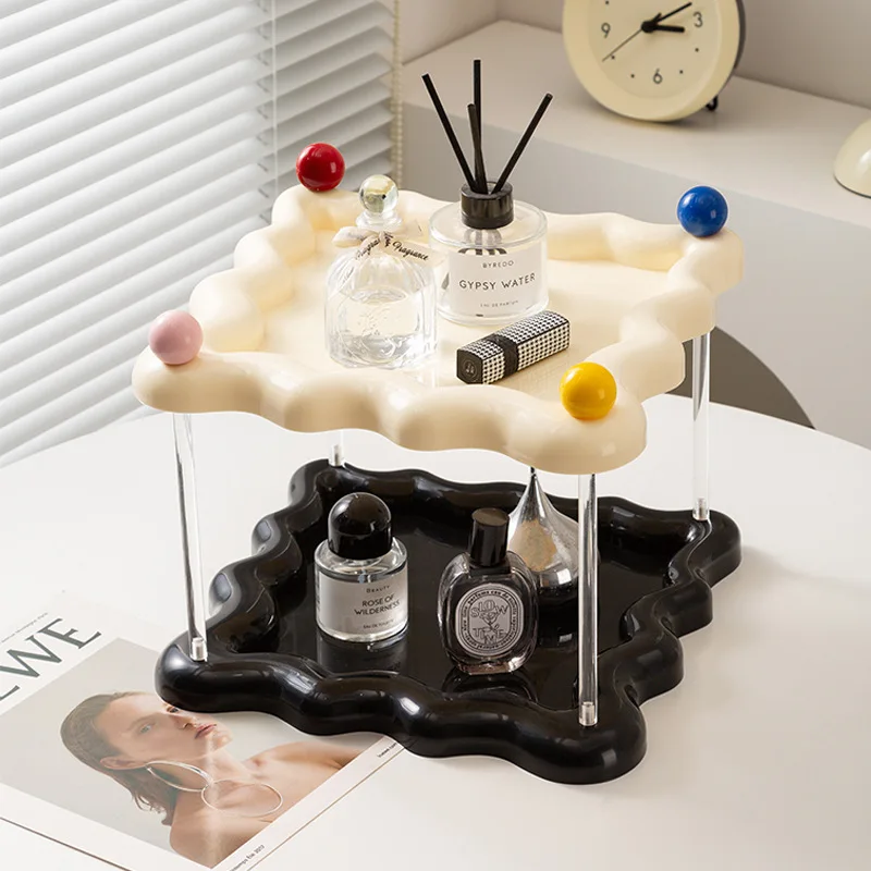 Dopamine Wave-shaped Small Object Storage Rack for Office Desk Multi-layer Storage Shelf Double-layer Cup Storage Racks