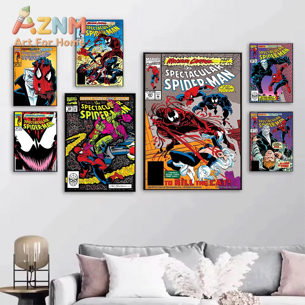 AZNM X-Men in The Spectacular Spider-Man Comic Cover Collage Canvas Wall Art Unframed Print Home Decor Poster for Superhero Co