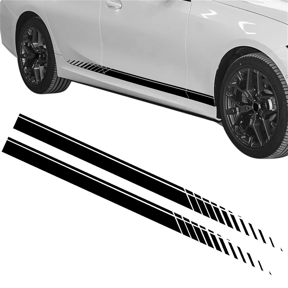 1 Paire d'autocollants graphiques sportifs à rayures pour voiture, autocollants PVC modifiés pour bas de caisse de SUV et camion, pour la plupart des véhicules