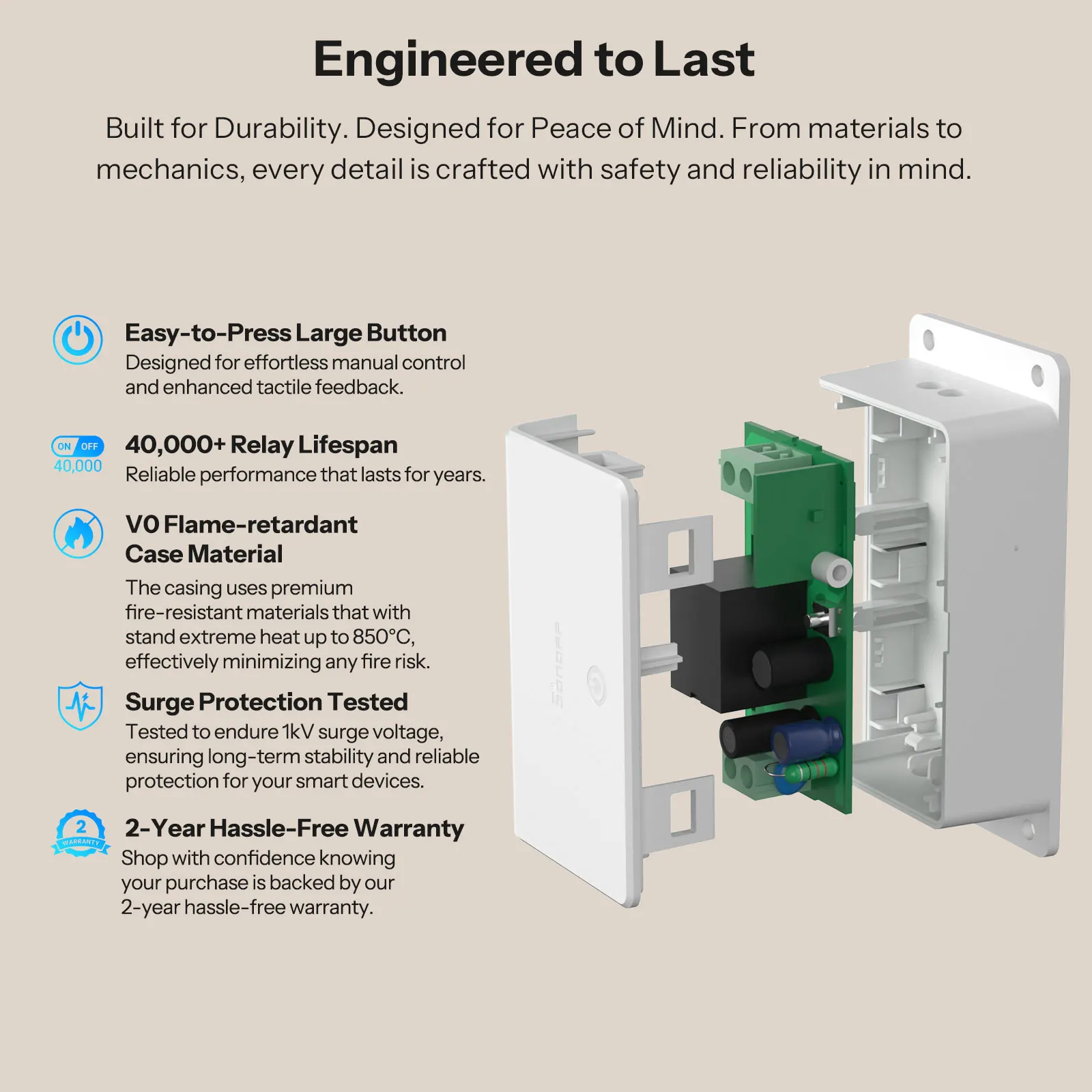 SONOFF Basic Gen5 Matter Over WiFi Smart Switch BASIC-1GS Matter Protocol سطح لمس كبير عمل موثوق به مع نظام Apple البيئي