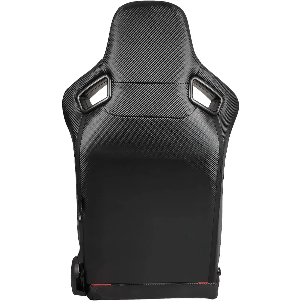 ، مقاعد سباق عالمية مع منزلقات مزدوجة، من جلد البولي يوريثان والكربون، شريط أحمر قابل للاستلقاء على الجانب الأيسر للسائق #2