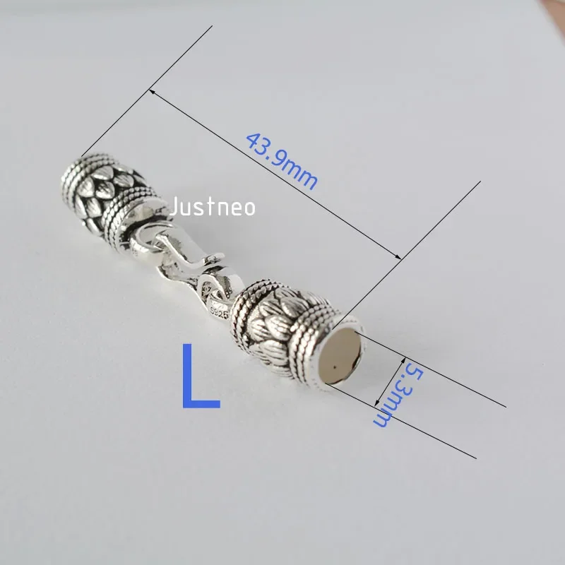 Antiek massief 925 sterling zilver S sluiting lederen koord eindkap, Thaise zilveren sieraden diy bevindingen/componenten 1