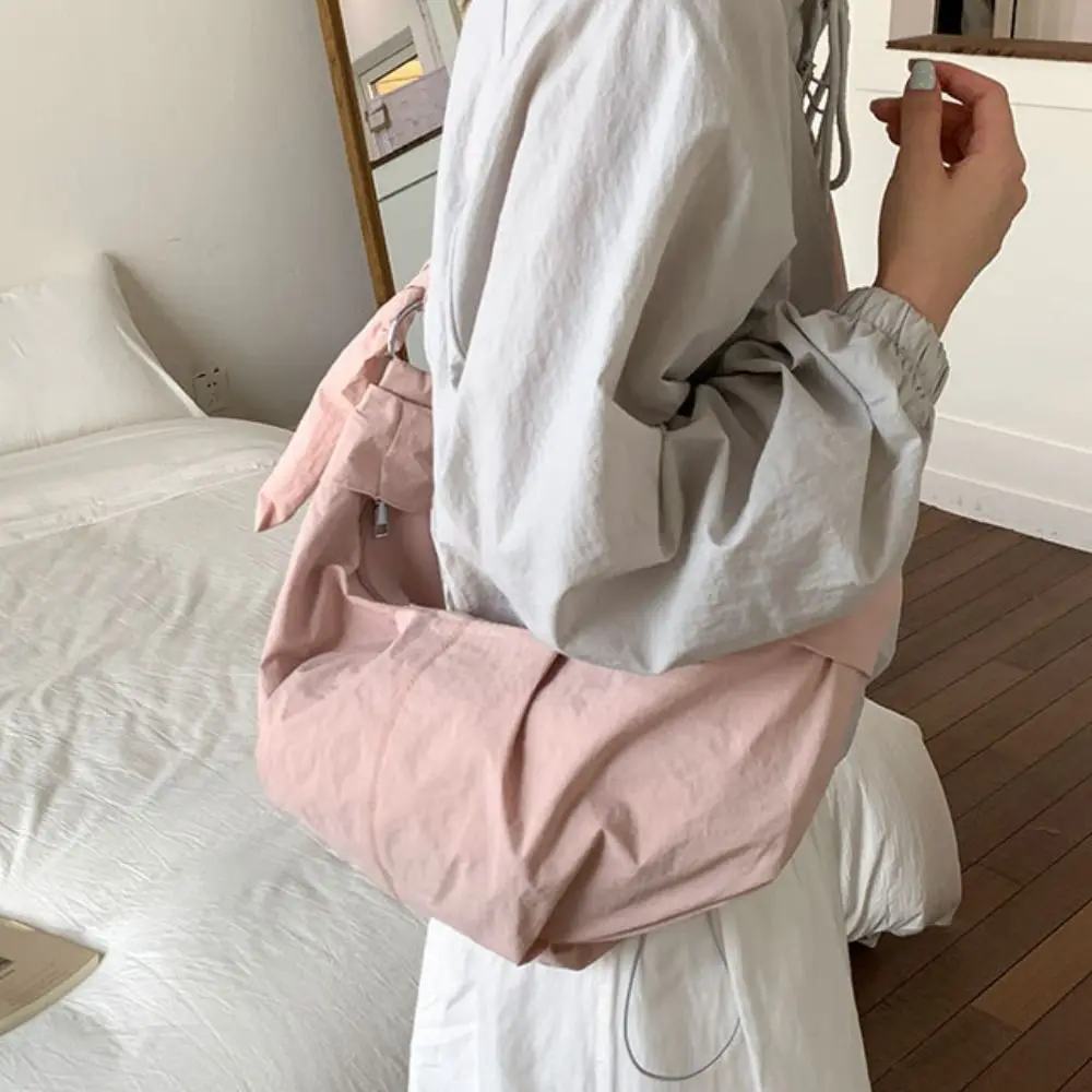 

Large Capacity Nylon Dumpling Bag Solid Color Japanese Style Casual Crossbody Bag Leisure Purse Sports Shoulder Bag Outdoor