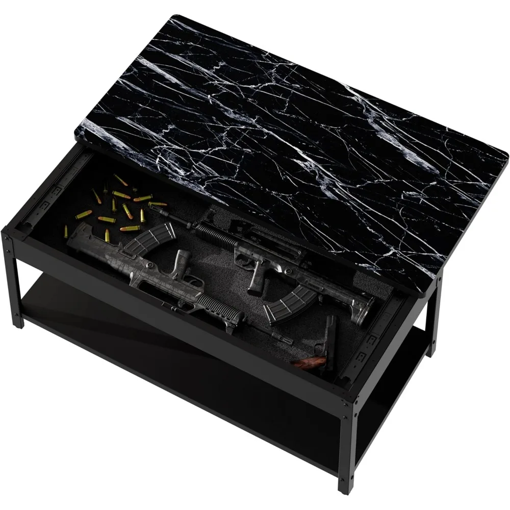 

Журнальные столики для гостиной, 47,25 дюйма, современный журнальный столик с квадратным хранилищем, большие журнальные столики с раздвижным верхом, Concea с отпечатками пальцев