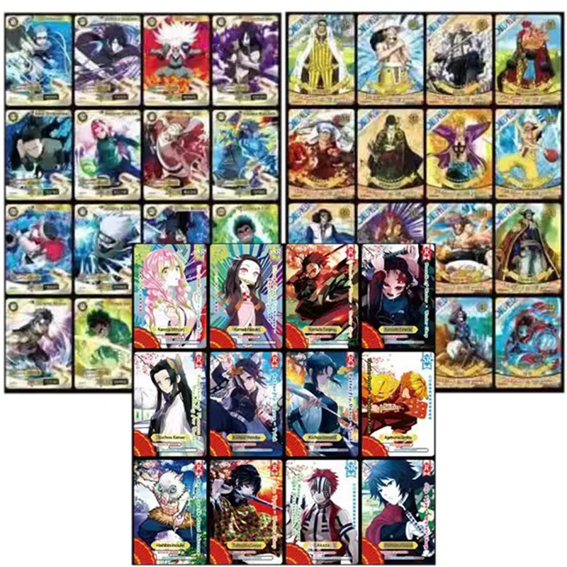 Cartas de colección de Anime, Naruto Sasuke, One Piece, Luffy, Zoro, Demon Slayer, Tanjirou, figura de juego OPCG, cartas comerciales de batalla, juguete para niños