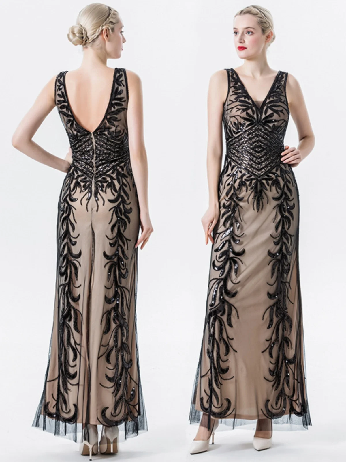 

Ele Deep V Ne Sequin Dr Женское длинное вечернее платье Sli Cotail Par Dr Длина пола из полиэфирного волокна