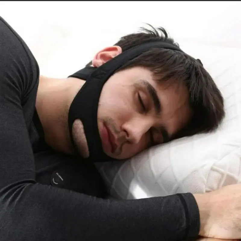 Men's Prevention of Sweating Black Diving Material Black Anti Snoring Open Mouth Breathing Correction Strap Assisted Sleep Under