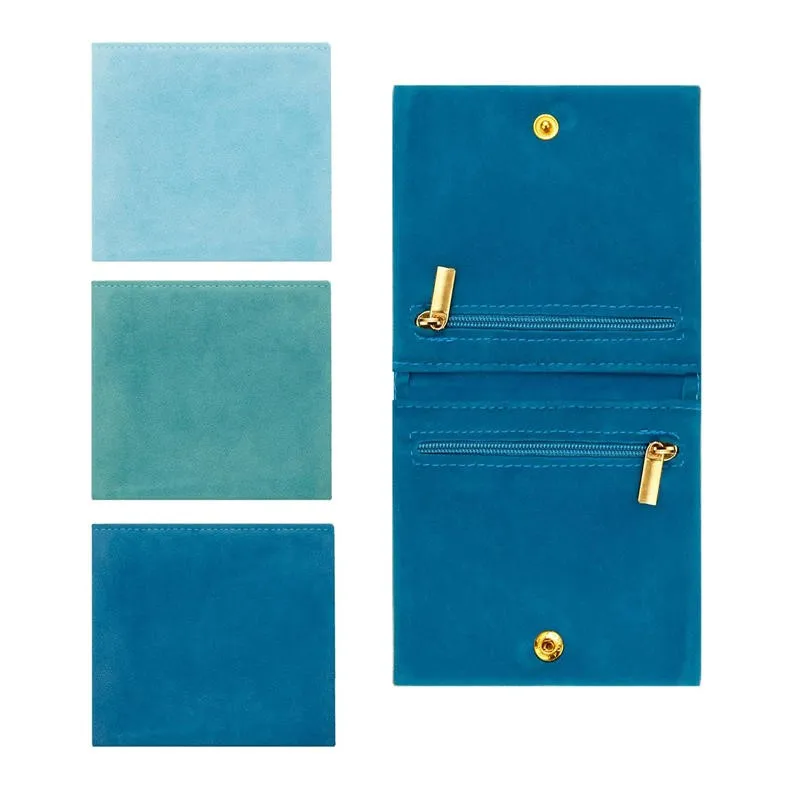 

Velvet Jewellery Pouch Zipper Storage Bag Double Compartment For Bracelet Necklace Earrings Gift Pack Travel Jewelry Organizer