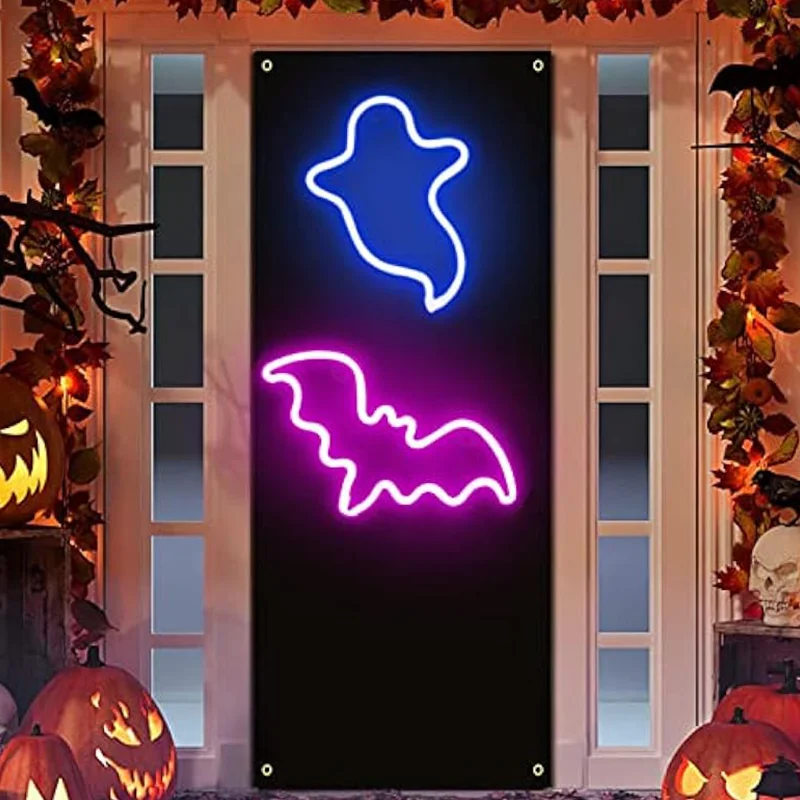 2 упаковки Хэллоуин призрак светодиодный неоновый свет летучая мышь огни настенный декор для Хэллоуина вечеринка Крытый домашний декор окна