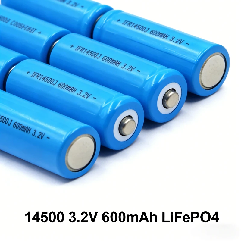 

14500 LiFePO4 Battery 3.2V 600mAh Rechargeable Battery, Deep Cycle Li-ion Battery for Solar Power, Toys