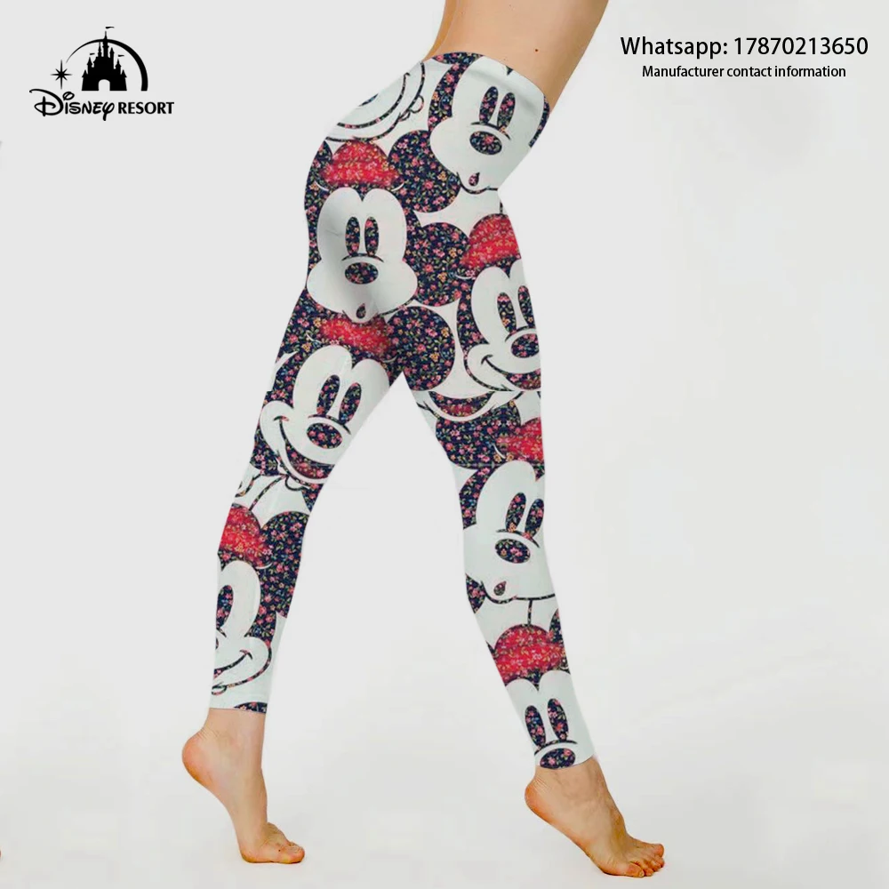 Kadın spor Yoga dikişsiz pantolon Activewear streç yüksek bel egzersiz Fitness tayt Sweatpants Disney markalı