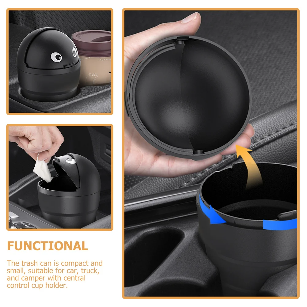 

2pcs Trash Can Small Mini Bin For Cup Holder Car Door With Lid Durable Auto Garbage Container For Car Truck Camper